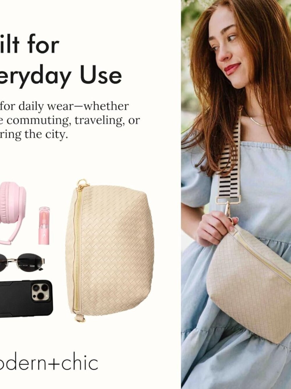 Women's Cream Rory Oversized Crisscross Vegan Leather Crossbody Bag - Picture 4 of 6